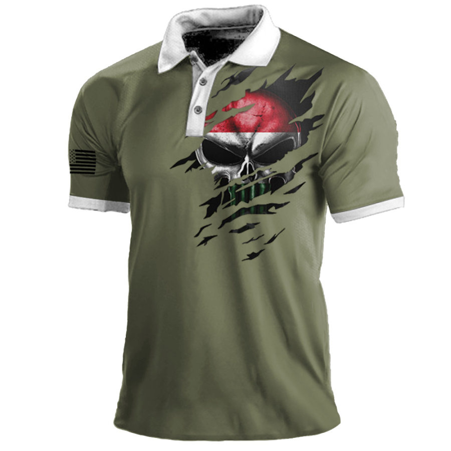 

T-shirt Girocollo Da Uomo Con Stampa Teschio 3D Scuro
