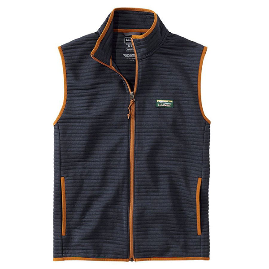 

Men's Airlight Vest Outdoor Stand Collar Zipper Vintage Contrast Tactics Jacket Navy Blue