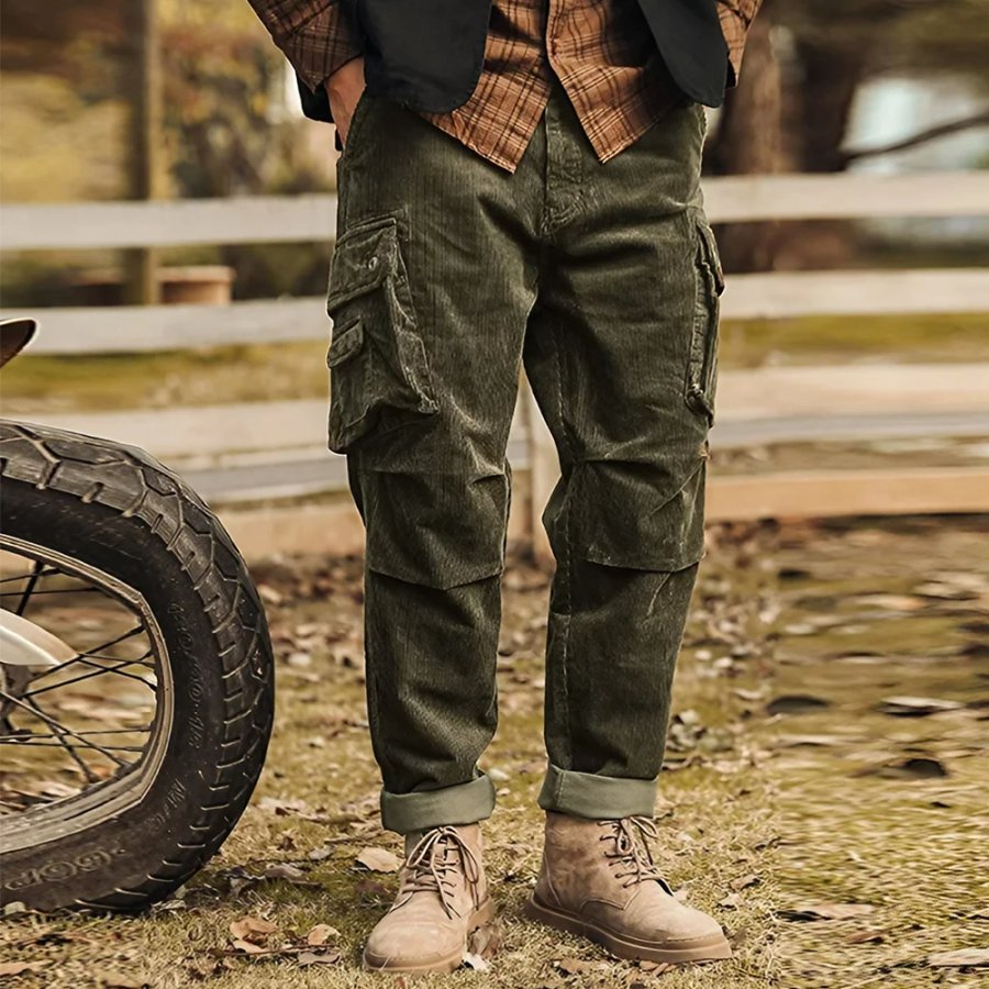 

Men's Retro Corduroy Loose Multi-Pocket Work Pocket Trousers