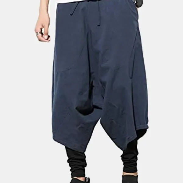 Cotton And Linen Low-end Paneled Casual Wide-leg Pants - Kalesafe.com 