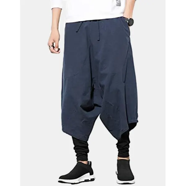 Cotton And Linen Low-end Paneled Casual Wide-leg Pants - Honeylop.chimpone.com 