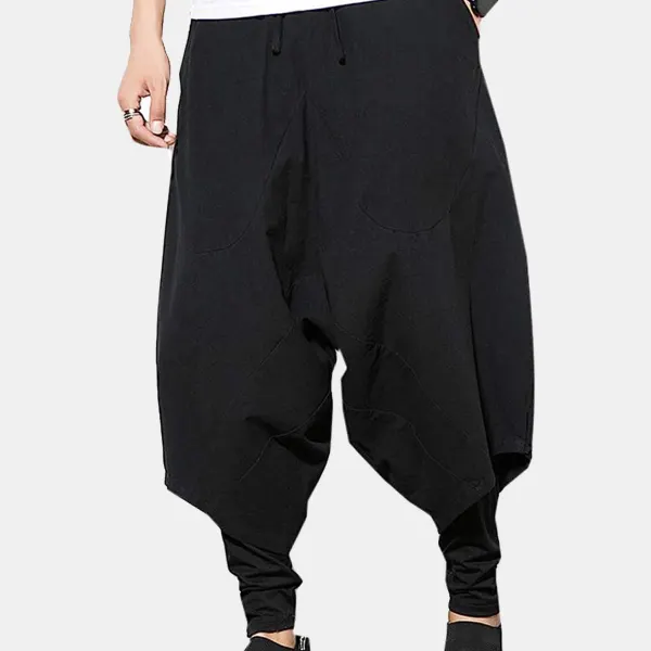 Cotton And Linen Low-end Paneled Casual Wide-leg Pants - Menilyshop.com 