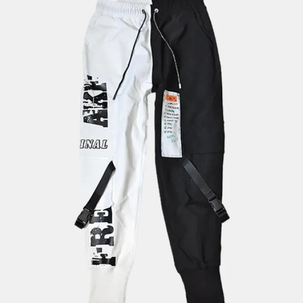 Black And White Color-block Corset Cargo Pants - Kalesafe.com 