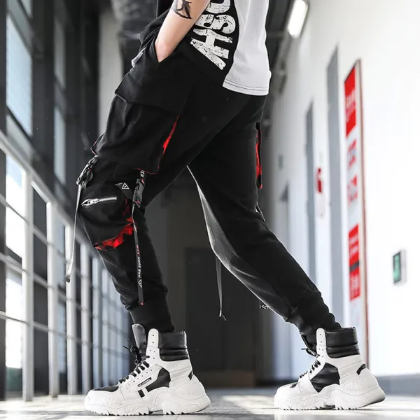 Hip Hop Multi-pocket Letter Strap Pants - Kalesafe.com 