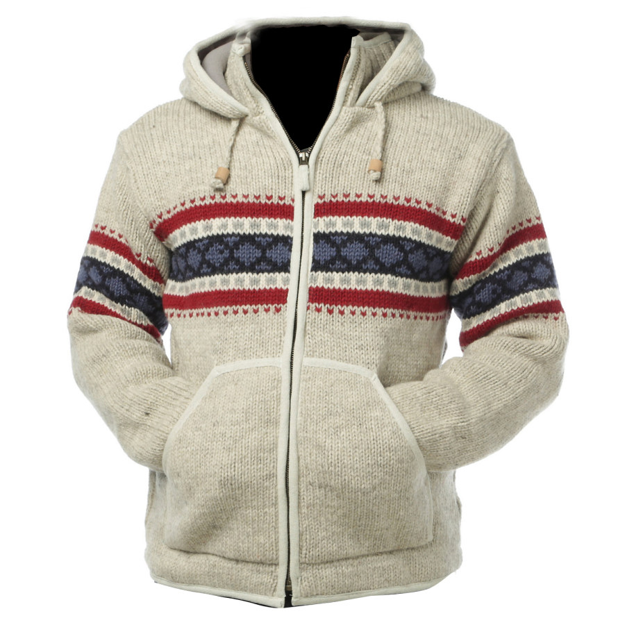 

Pull Doublé Polaire Pour Homme Veste Zippée à Capuche En Laine à Col Montant Avec Poches Kangourou