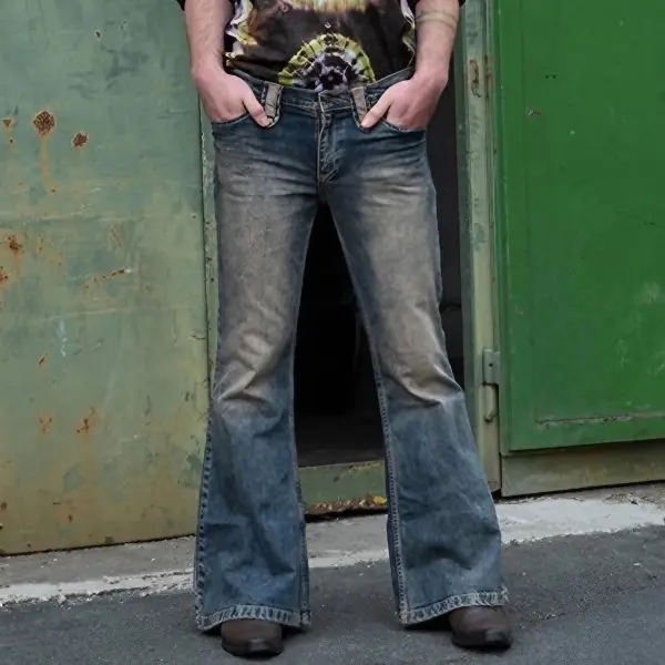 Men's Vintage High Waisted Flared Jeans - Kalesafe.com 