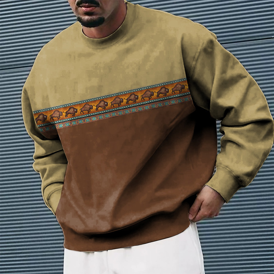 

Moletom Masculino Oversized Gráfico Vintage Ocidental Com Estampa Confortável