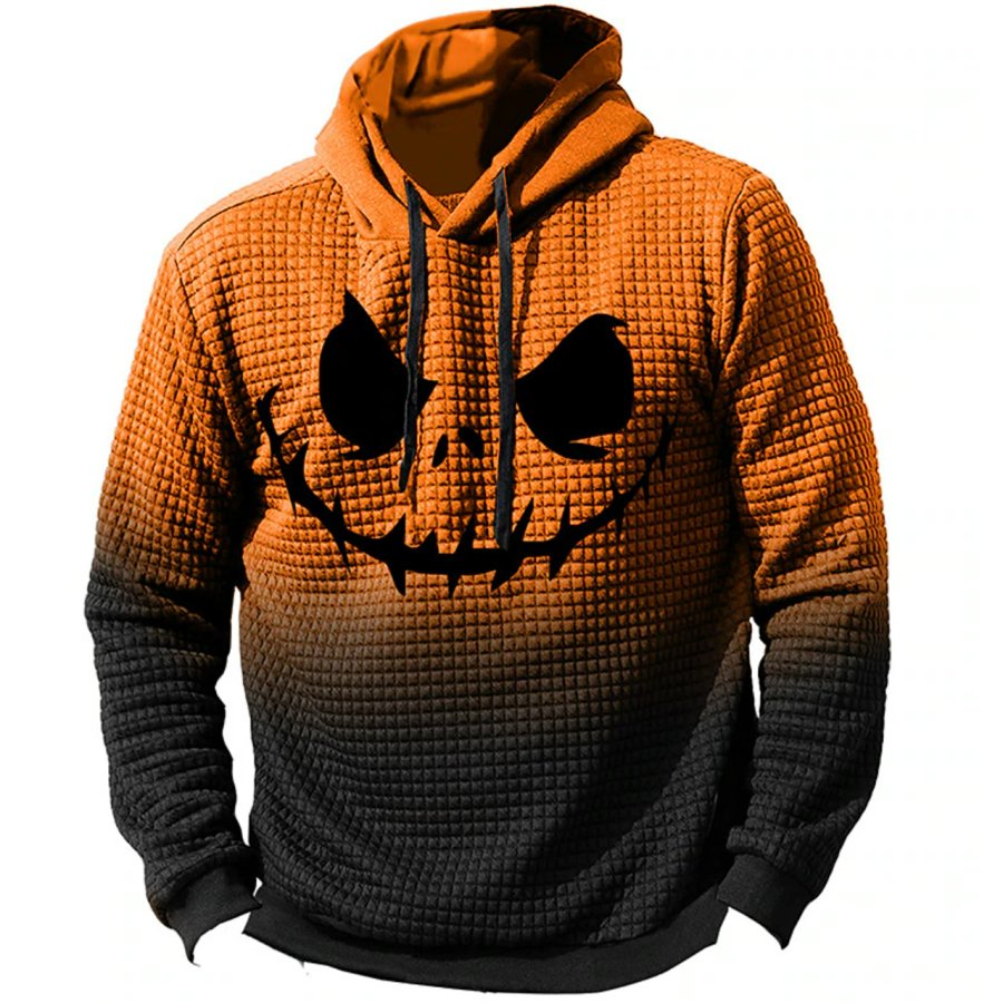 

Sudadera Con Capucha Con Estampado Gráfico Y Bloques De Color De Dibujos Animados De Halloween Para Hombre Sudadera Con Capucha Tipo Gofre Naranja