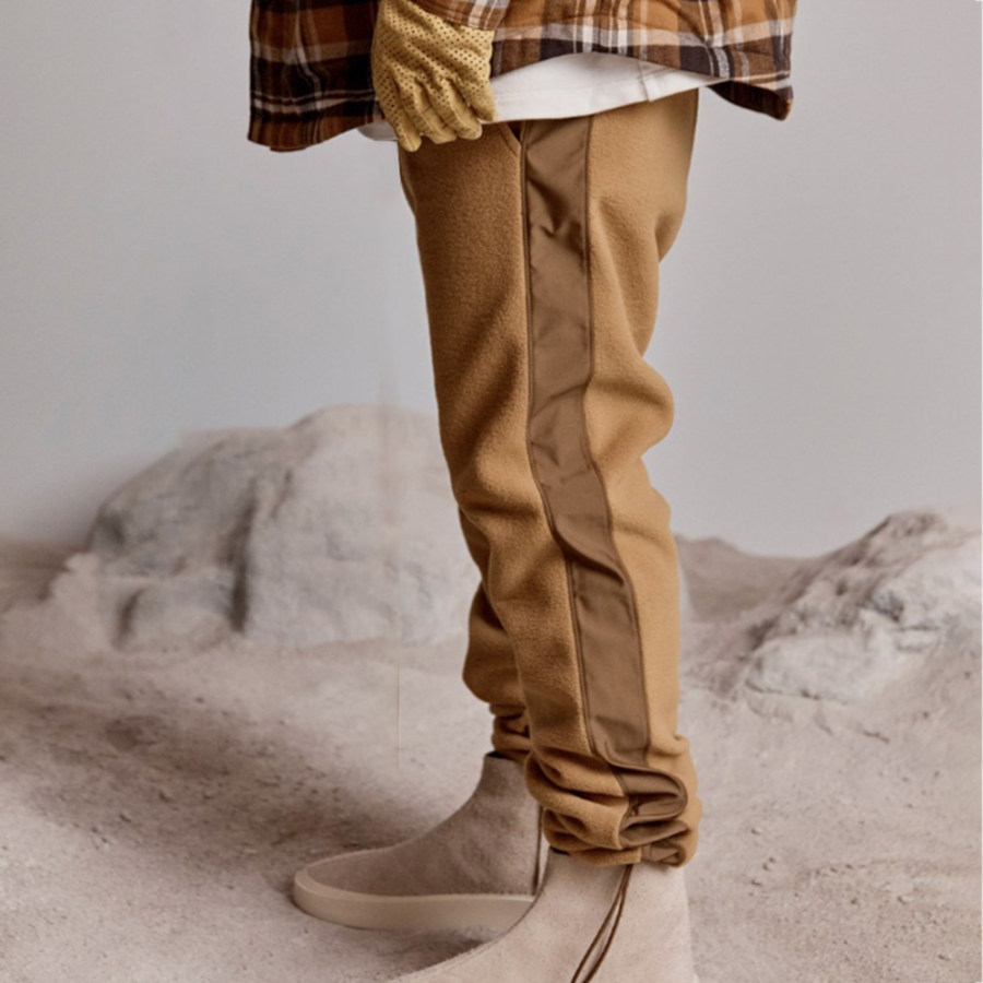 

Pantaloni Casual Da Uomo In Pile Polare Con Cuciture Calde A Contrasto Di Colore