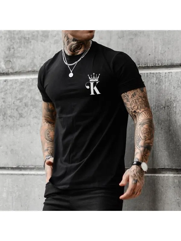 Street style poker print short sleeve T-shirt - Spikesky.chimpone.com 