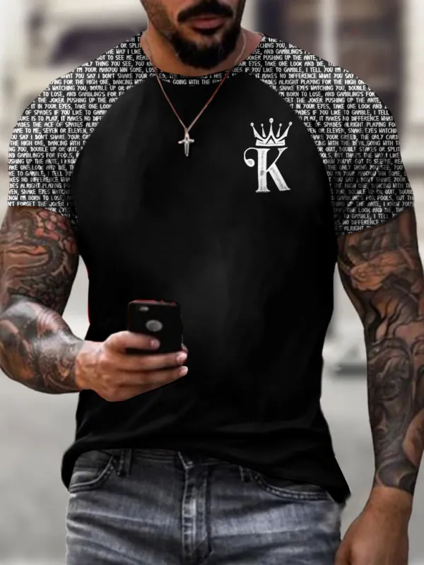 Alphabet king k print T-shirt - Oasisjoy.com 