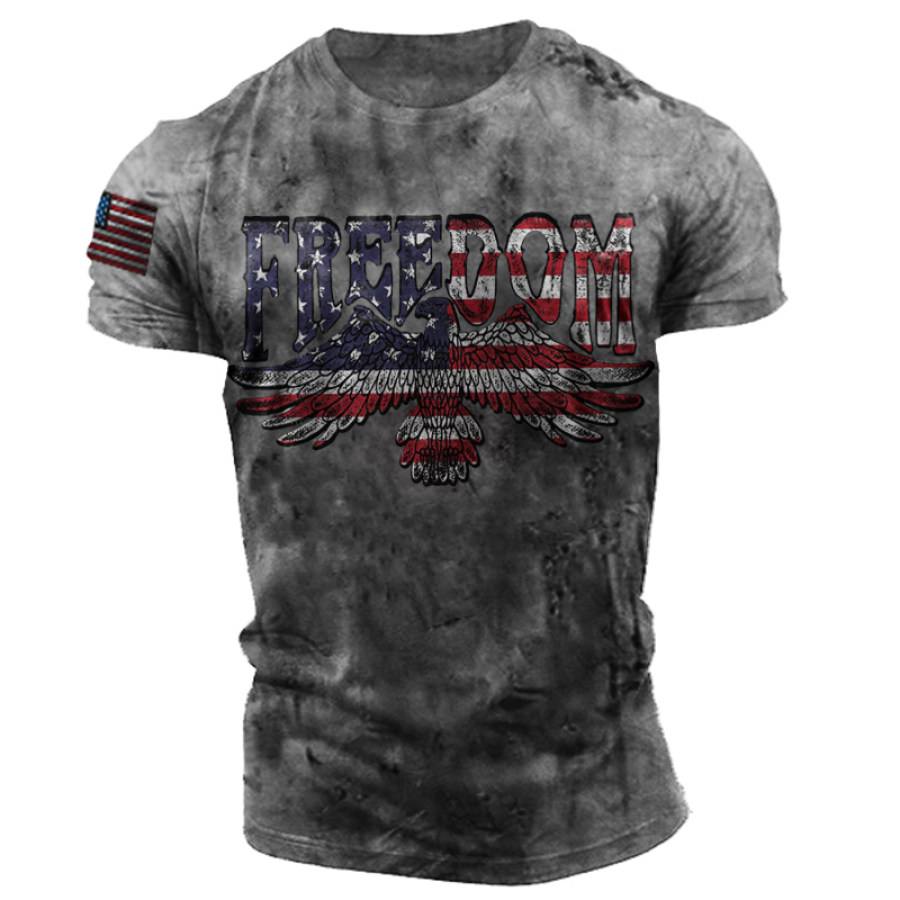 

Mens outdoor vintage freedom patriotic print T-shirt