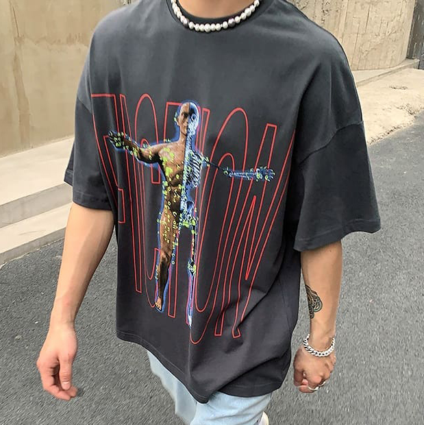 Street Creative Graphic Print Short sleeved T shirt