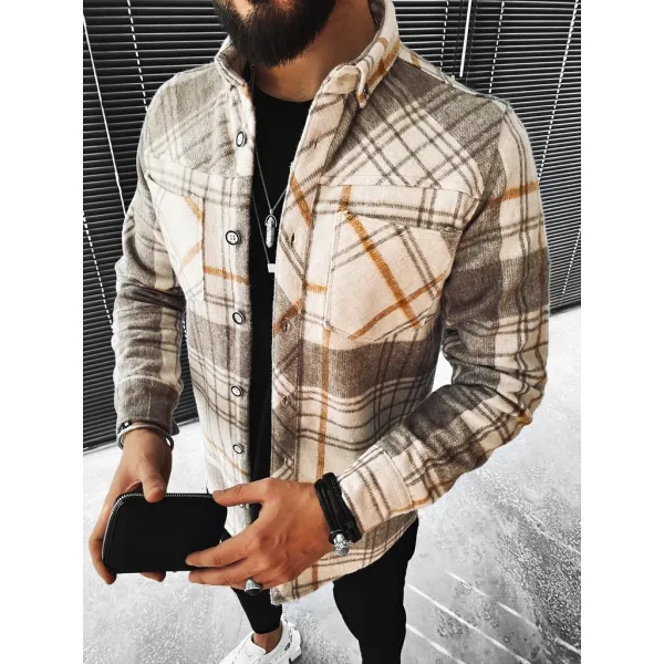Casual Check Textured Long Sleeve Jacket - Spiretime.com 