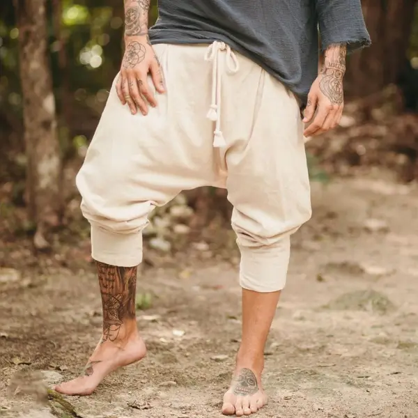 Mens Linen Minimalist Holiday Plain Casual Pants - Mosaicnew.com 