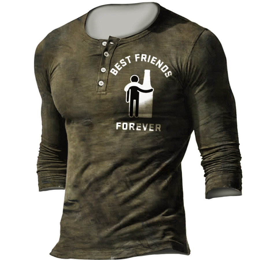 

Men's Outdoor Liquor Best Friend Retro Printed Tactical Top