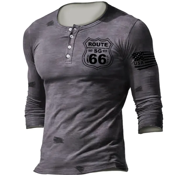 Men's Outdoor Route 66 Retro Printed Tactical Comfort Top - Styletaken.chimpone.com 