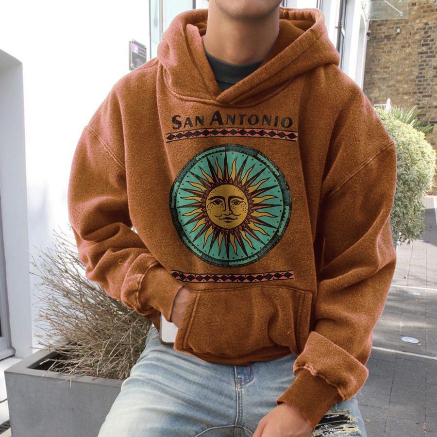 

Retro Ethnic Helios Print Hoodie