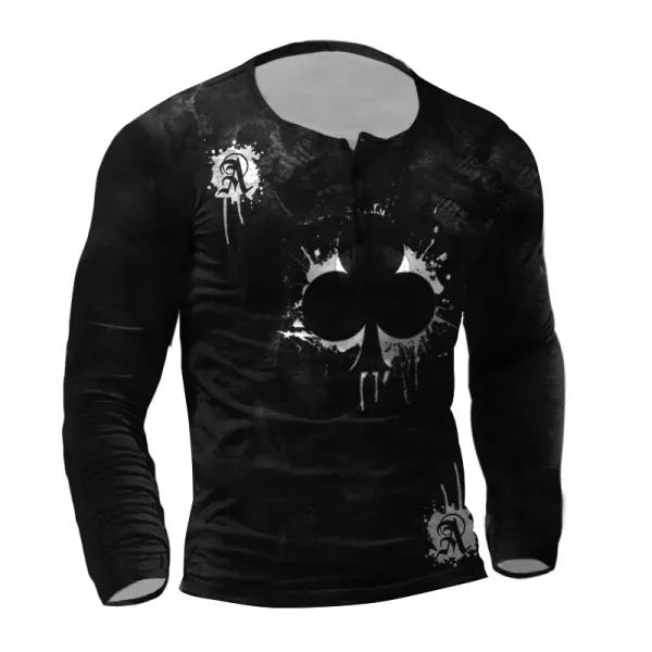 Men's Outdoor Tactical Poker Print Henley Shirt - Styletaken.chimpone.com 