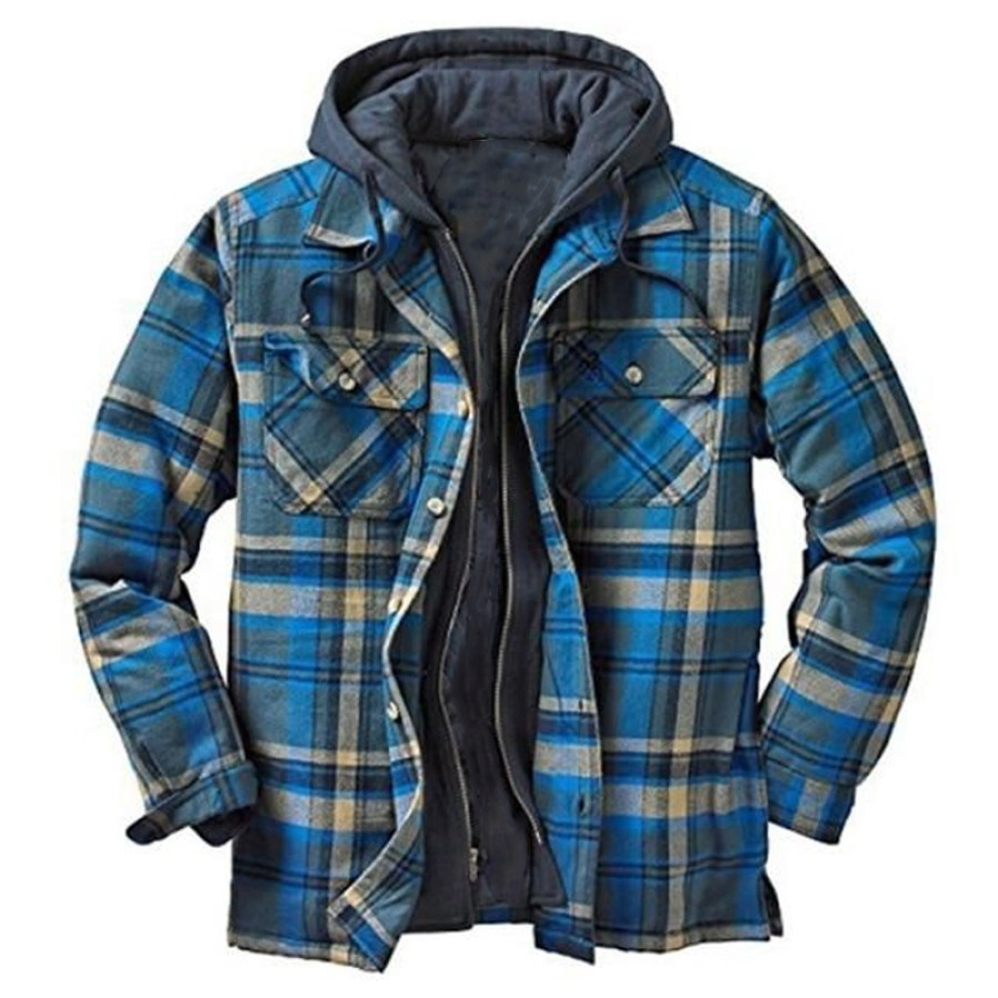 

Mens Winter Plaid Thick Casual Jacket