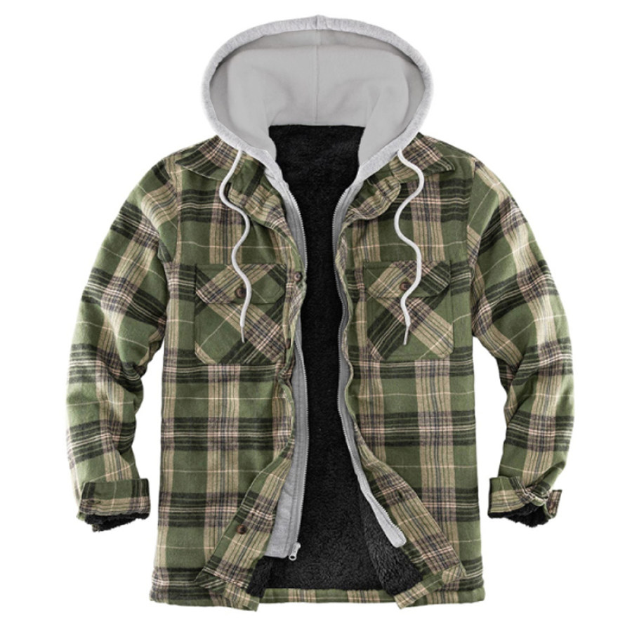 

Mens Plaid Thick Plush Casual Jacket