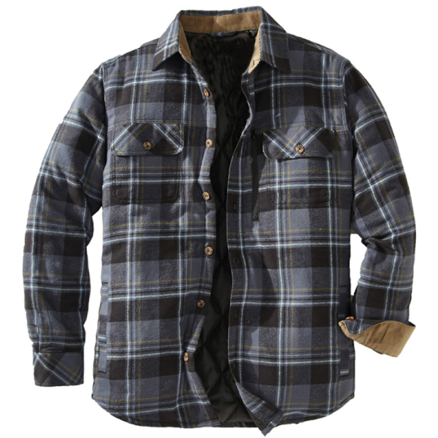 

Mens Winter Plaid Thick Casual Jacket