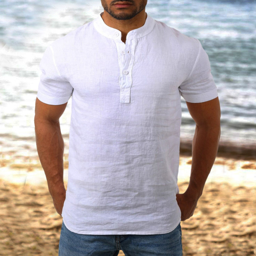 

Men's Linen Short Sleeve Pullover Casual Shirt