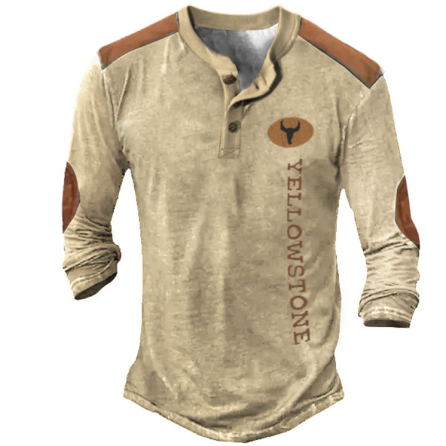 

Herren Vintage Yellowstone Colorblock Henley T-Shirt