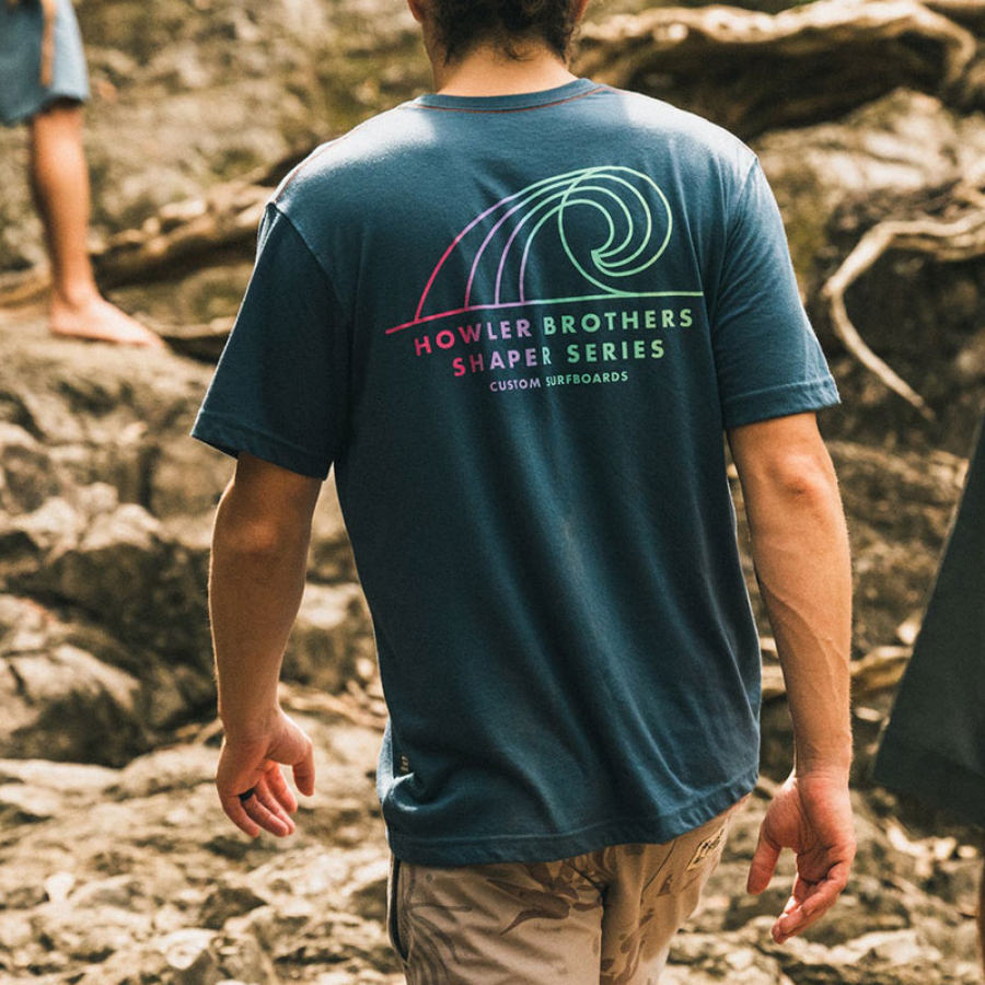 

Men's T-shirt Retro Surf Print Short Sleeve Daily Casual Round Neck