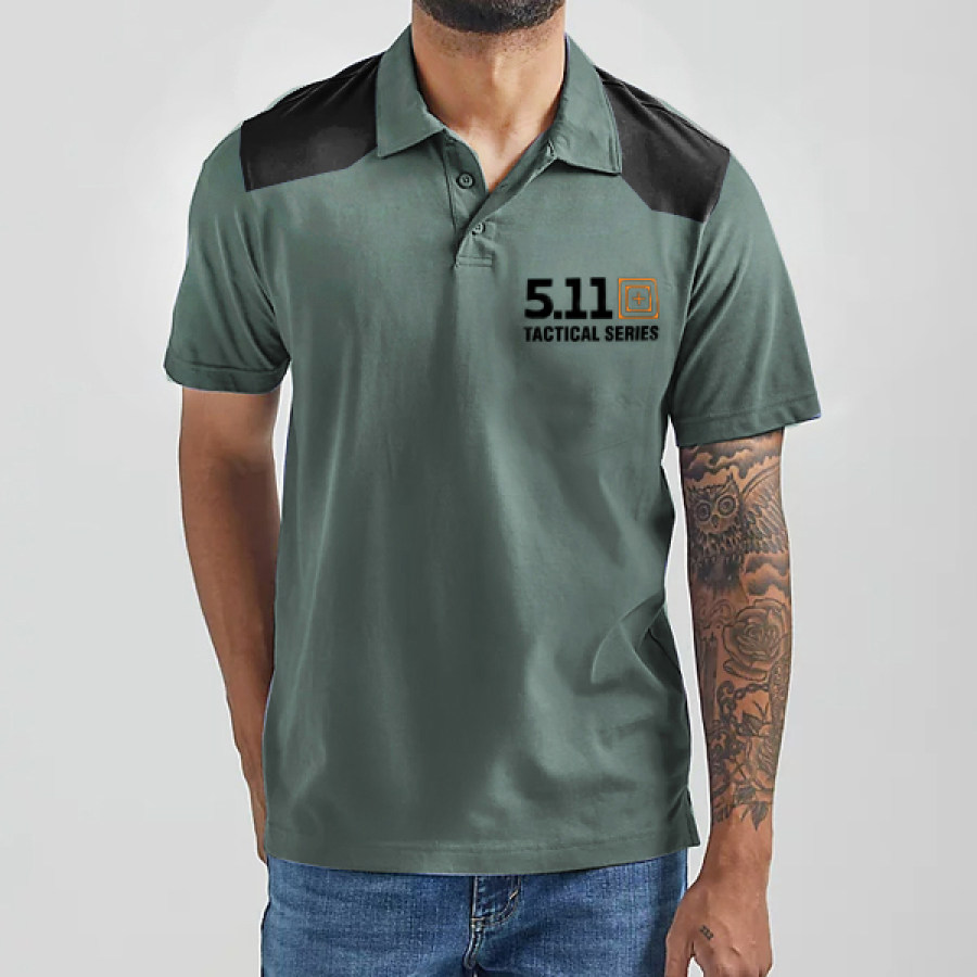 

511 Camisa Polo Tática Masculina Outdoor Retro Casual Manga Curta Polo De Golfe