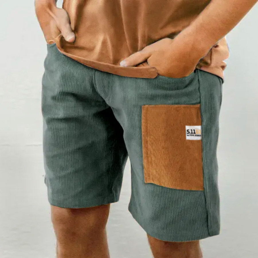 

511 Tactical Surf Corduroy Shorts Men's Vintage Zipper Pocket Travel Board Shorts 9 Inch Shorts