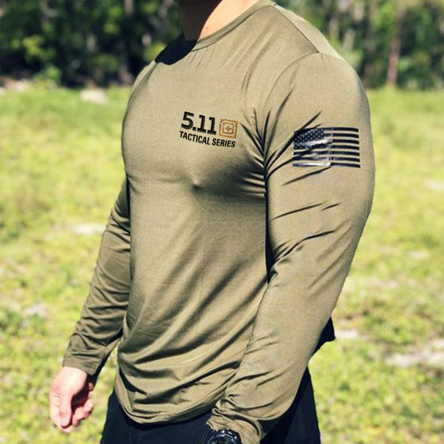 

Playera De Manga Larga Con Estampado De Bandera Americana 511 Outdoor Tactical Para Hombre