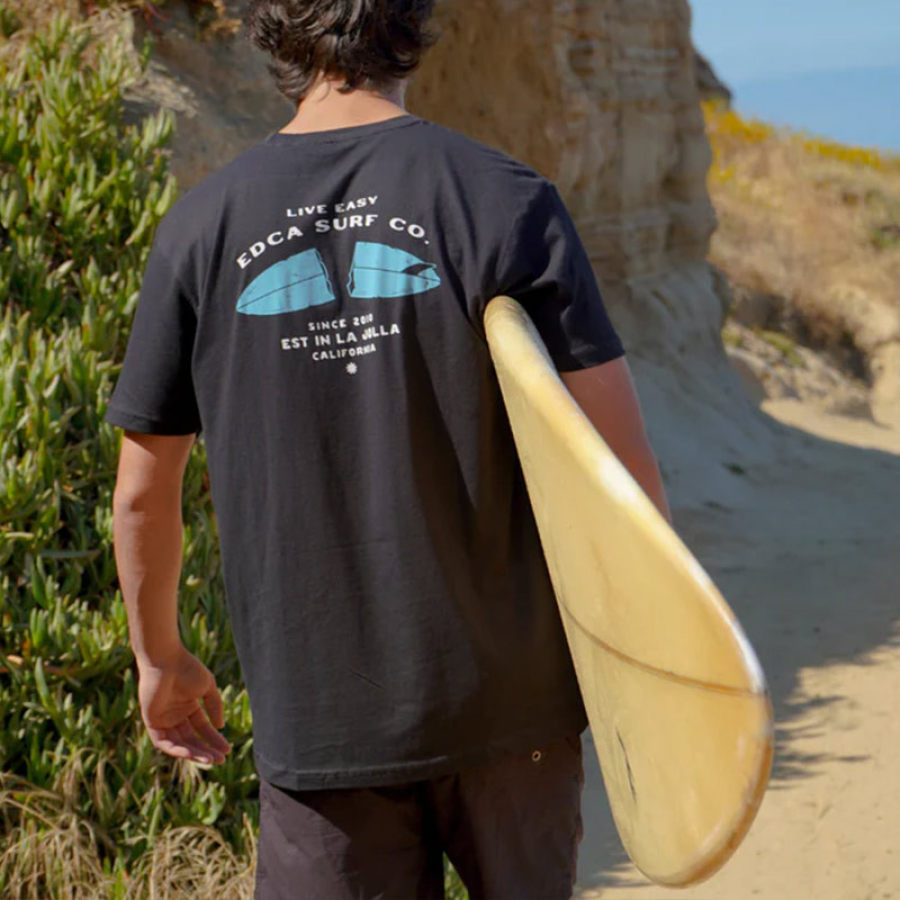 

T-shirt Da Uomo Con Stampa Tavola Da Surf Per Le Vacanze Da Spiaggia Casual A Maniche Corte Per Tutti I Giorni