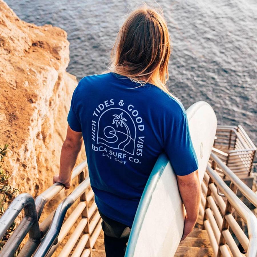 

Camiseta De Surf Para Hombre Camiseta Casual De Manga Corta Con Estampado De Vacaciones Para Todos Los Días