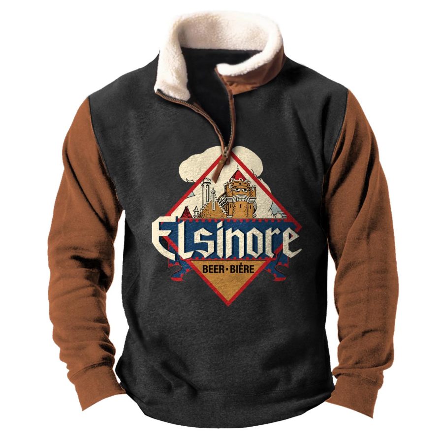 

Sudadera Hombre Cerveza Cremallera Cuarto Vintage Diario Tops Caramelo