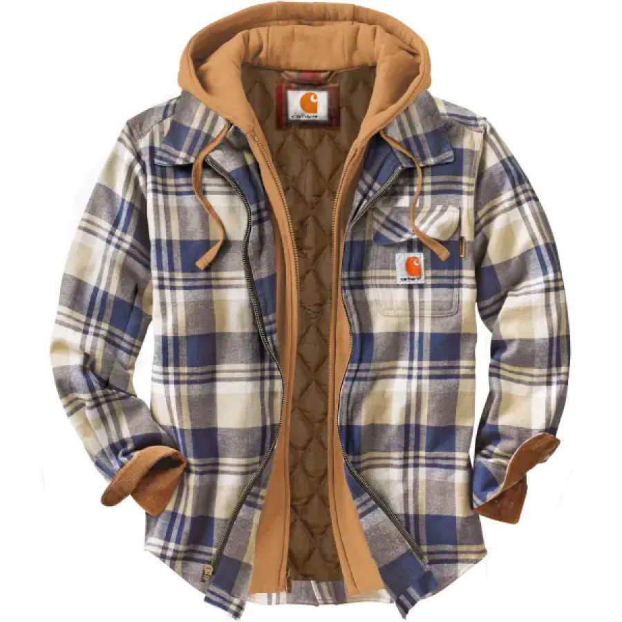 

Giacca Con Cappuccio Casual A Quadri Autunno Inverno Da Uomo