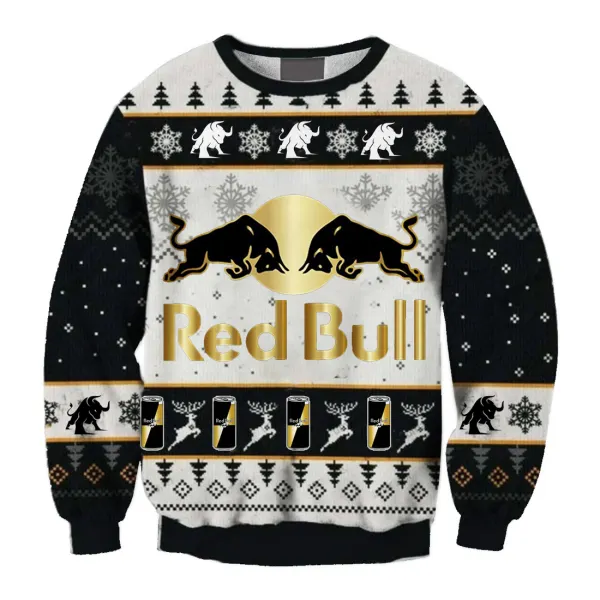 Unisex Fun Red Bull Ugly Christmas Sweatshirt - Cotosen.com