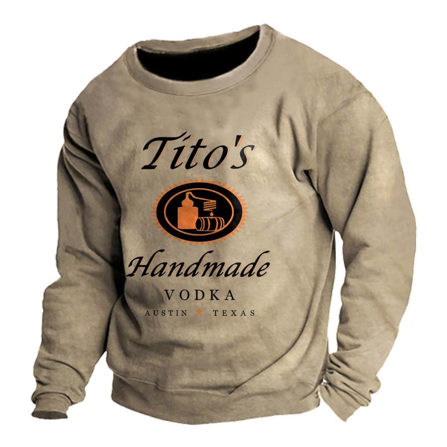 

Sudadera Para Hombre Vintage Tito's Vodka Hecho A Mano Tops Diarios De Manga Larga