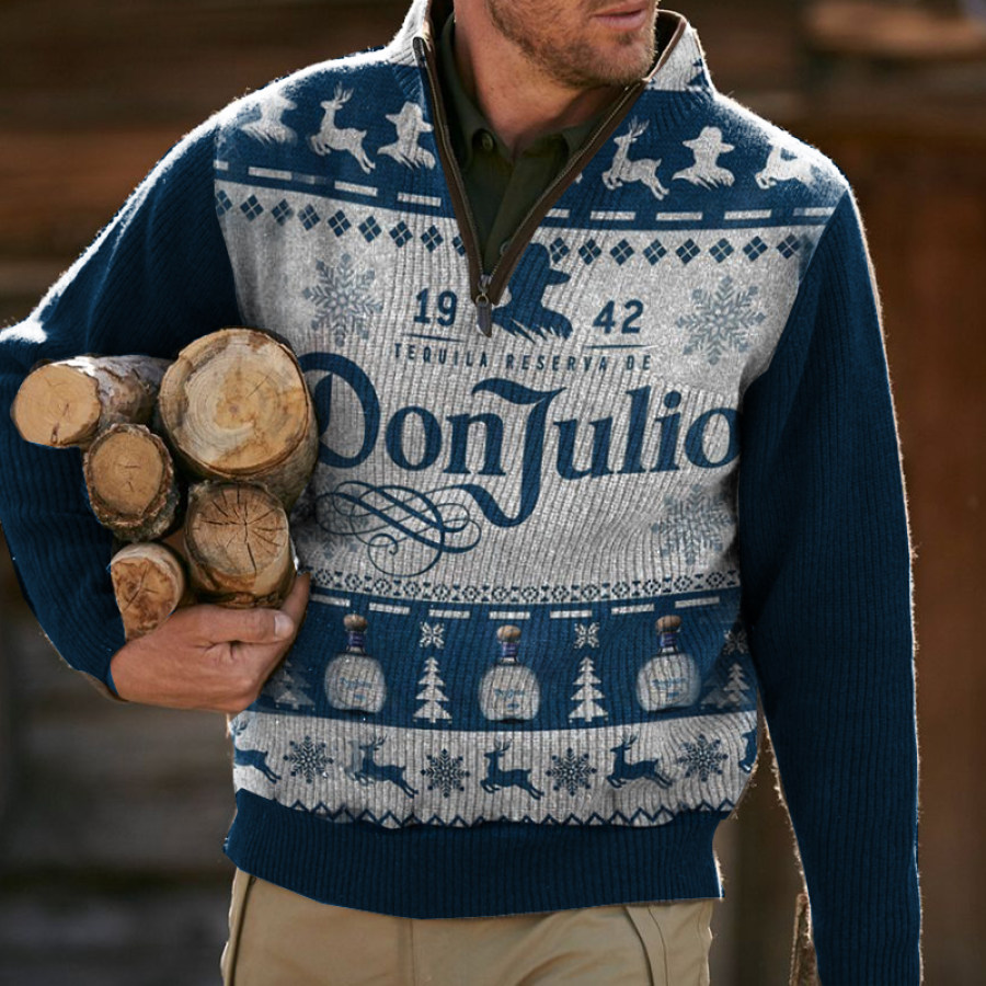 

Don Julio Tequila Ugly Christmas Pullover Mit Stehkragen Und Reißverschluss