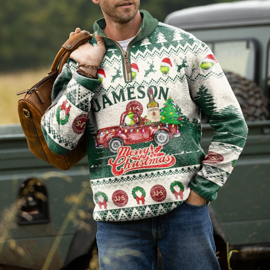 

Suéter Estampado Navideño Retro Informal Para Hombre