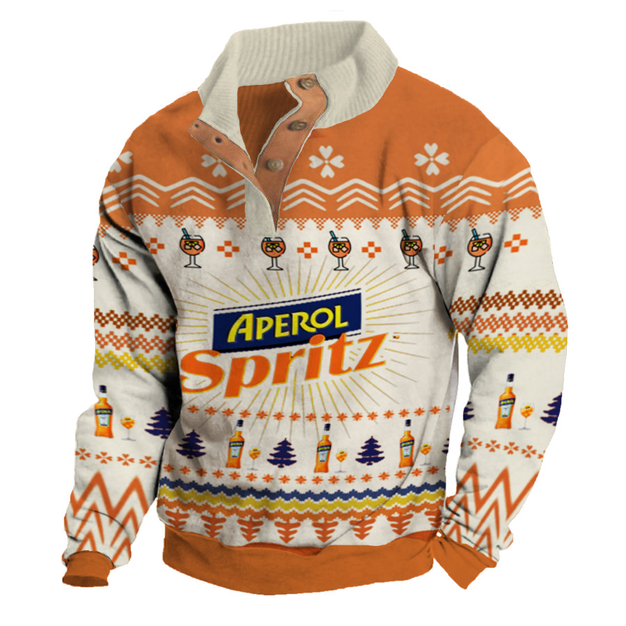 

Unisex Aperol Spritz 1/4-Reißverschluss-Kragen 3D-gedrucktes Weihnachts-Sweatshirt