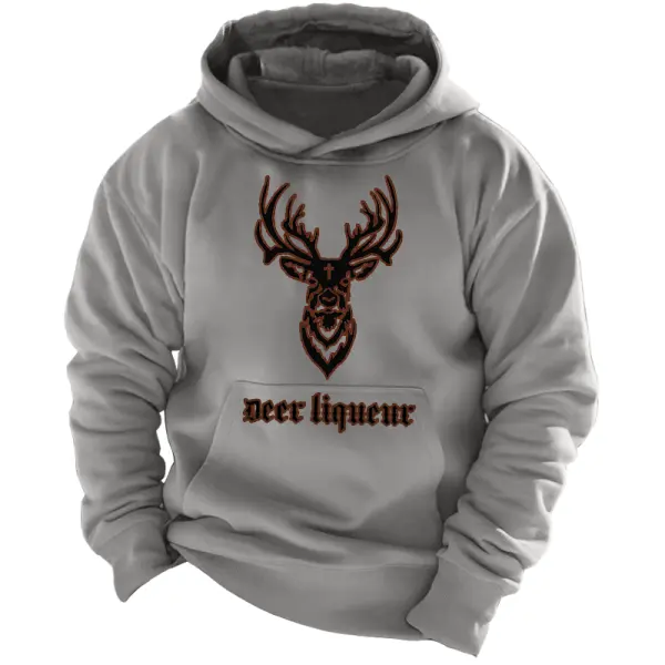 Men's Elk Liqueur Print Hoodie - Cotosen.com