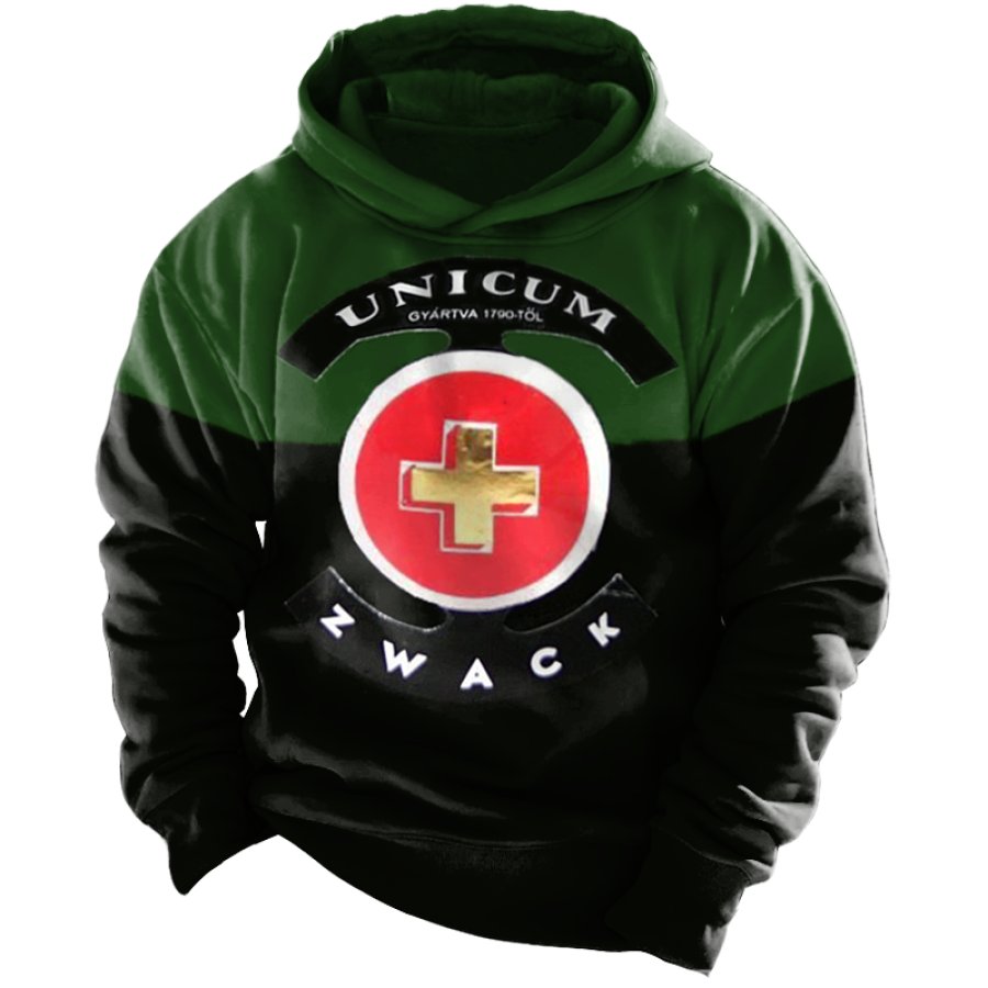 

Men's Unicum Liqueur Print Color Block Hoodie