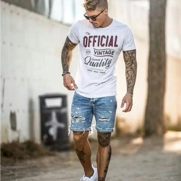 Personality Fashion Wear-Washed   Men's Jeans Five Pants - Leanarea.chimpone.com 