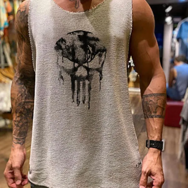 Vintage casual printed vest - Leanarea.chimpone.com 