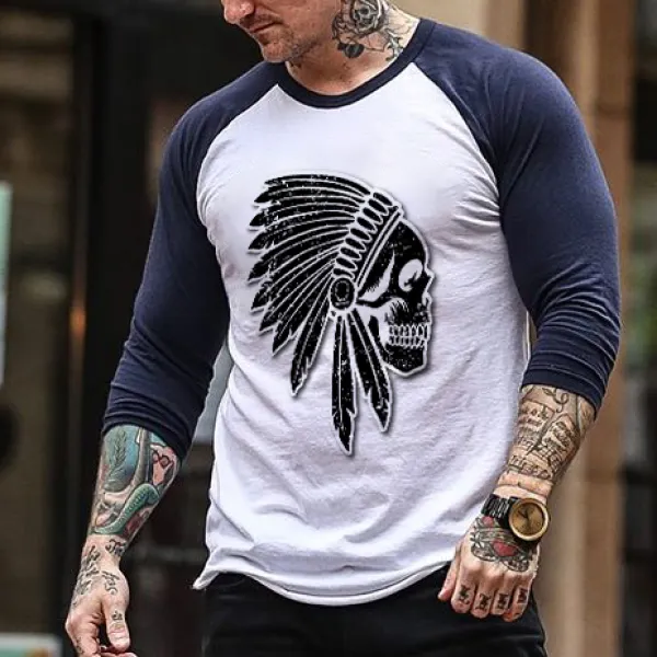 Chief colorblock printed long-sleeved T-shirt - Leanarea.chimpone.com 