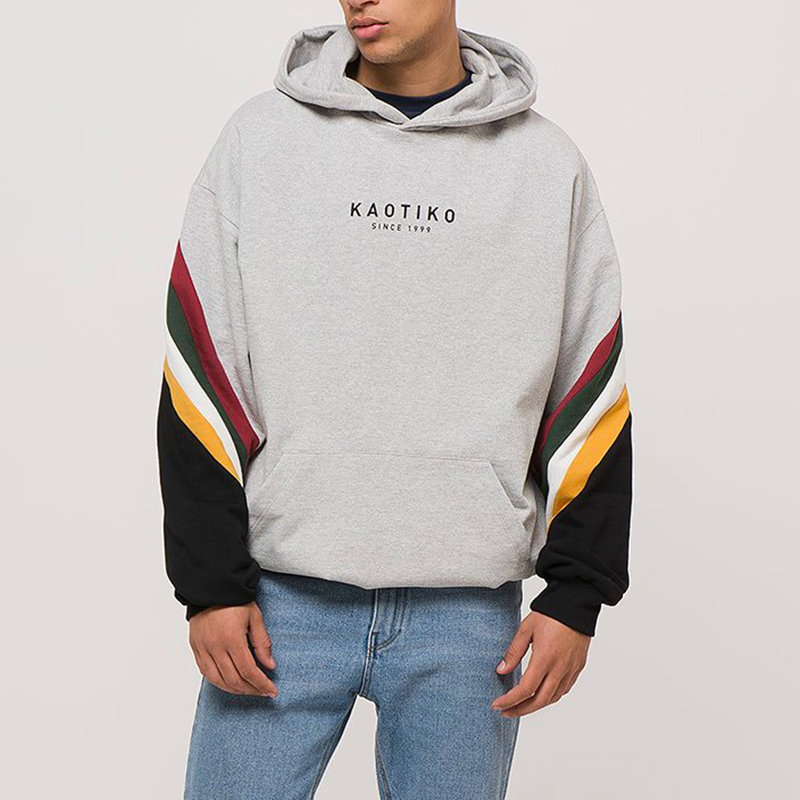 Men's Modern Casual Contrast Color Long Sleeve Hoodie