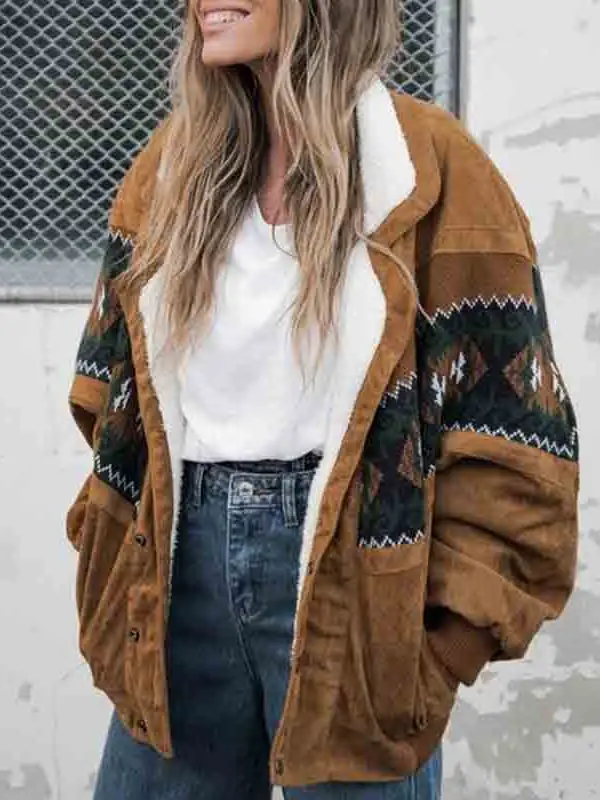 Vintage Brown Cotton Jackets - Inkshe.com 
