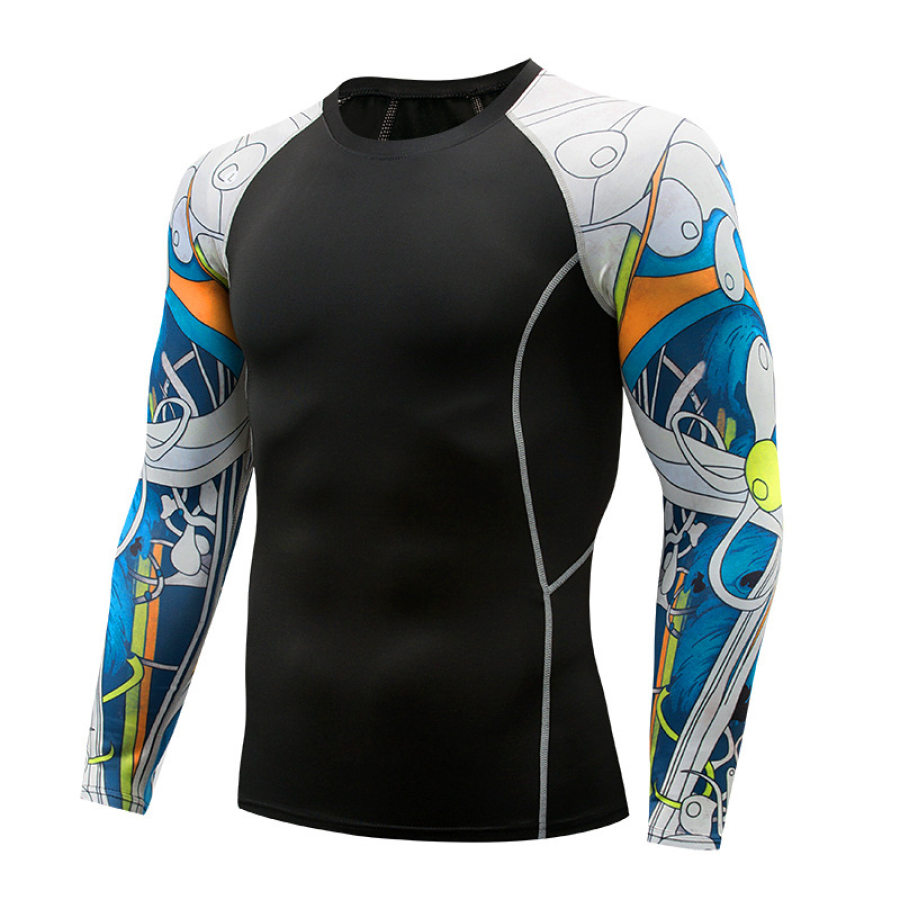 

Men's 3D Three-dimensional Printed Training Stretch Wicking Long Sleeve Workout Clothes TT235