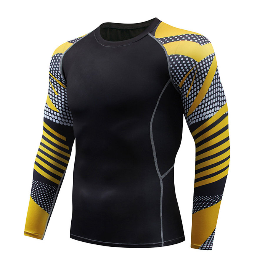 

Men's 3D Three-dimensional Printed Training Stretch Wicking Long Sleeve Workout Clothes TT235